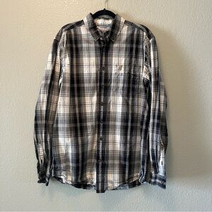 Carhartt Shirt Adult Large Black Button Up Camp Casual Work Wear Outdoors Mens